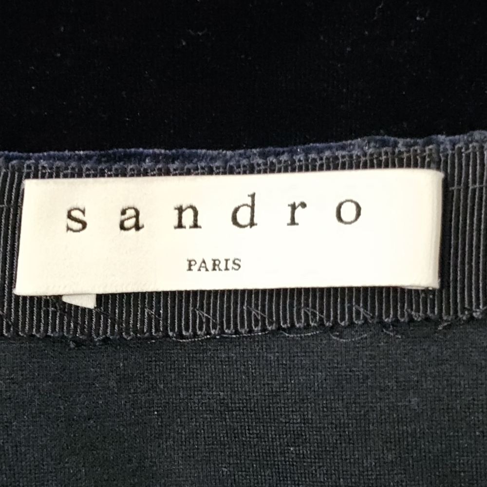 SANDRO Women's Size 1 Or Small Navy Blue Velvet Braided Mini Skirt - Picture 8 of 8